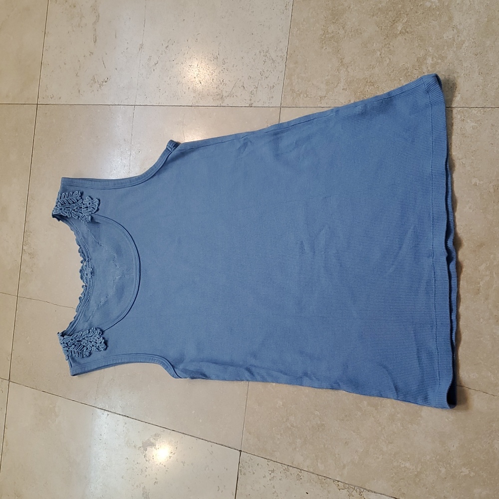 Uniqlo Blue Lace-Trimmed Top